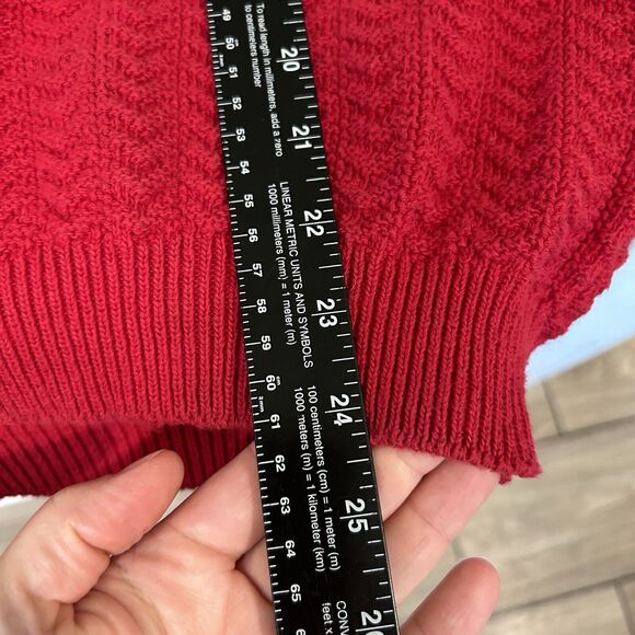 Vintage Bill Blass Mens Sweater XL Chunky Knit Red Classic Grandpa Dad Christmas - Picture 7 of 10